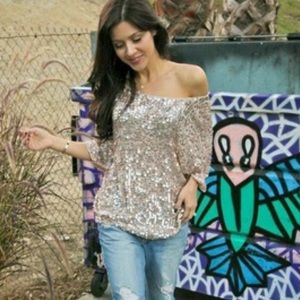 Size Small Sequin off the shoulder top